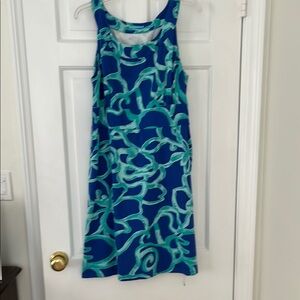 J. McLaughlin Blue Sheath Midi Dress Sleeveless Scoop Neck